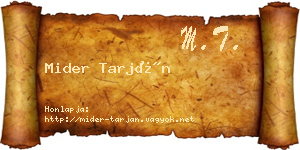 Mider Tarján névjegykártya